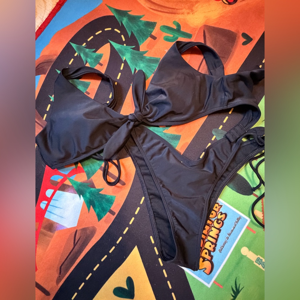 Hollister Black Tie-Front One-Piece Swimsuit